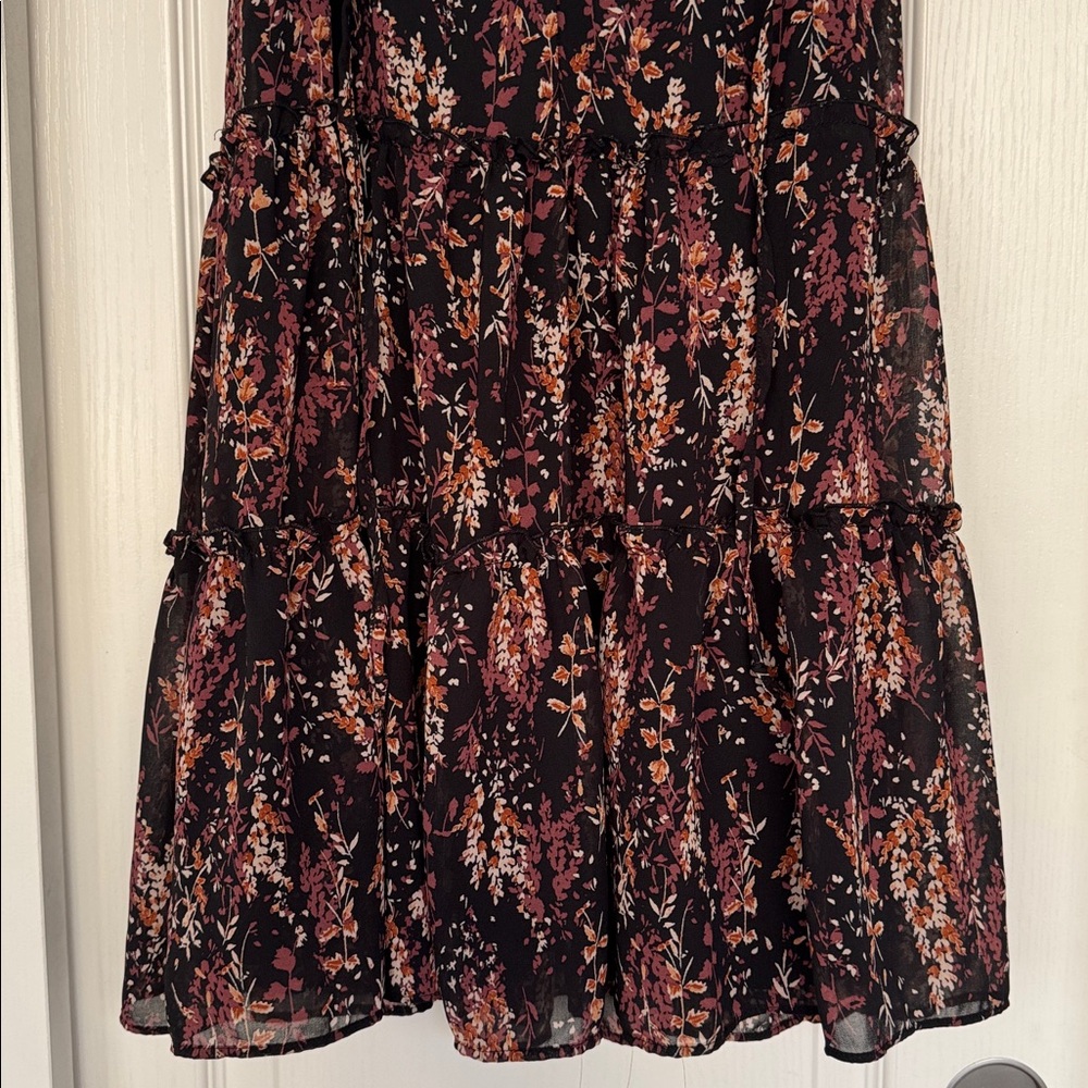 Anthropologie Drew Black Meadow Floral Tiered Dress - Picture 3 of 3
